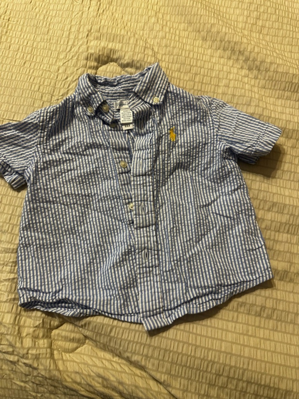 Ralph Lauren Blue and White Seersucker Button-Down Shirt